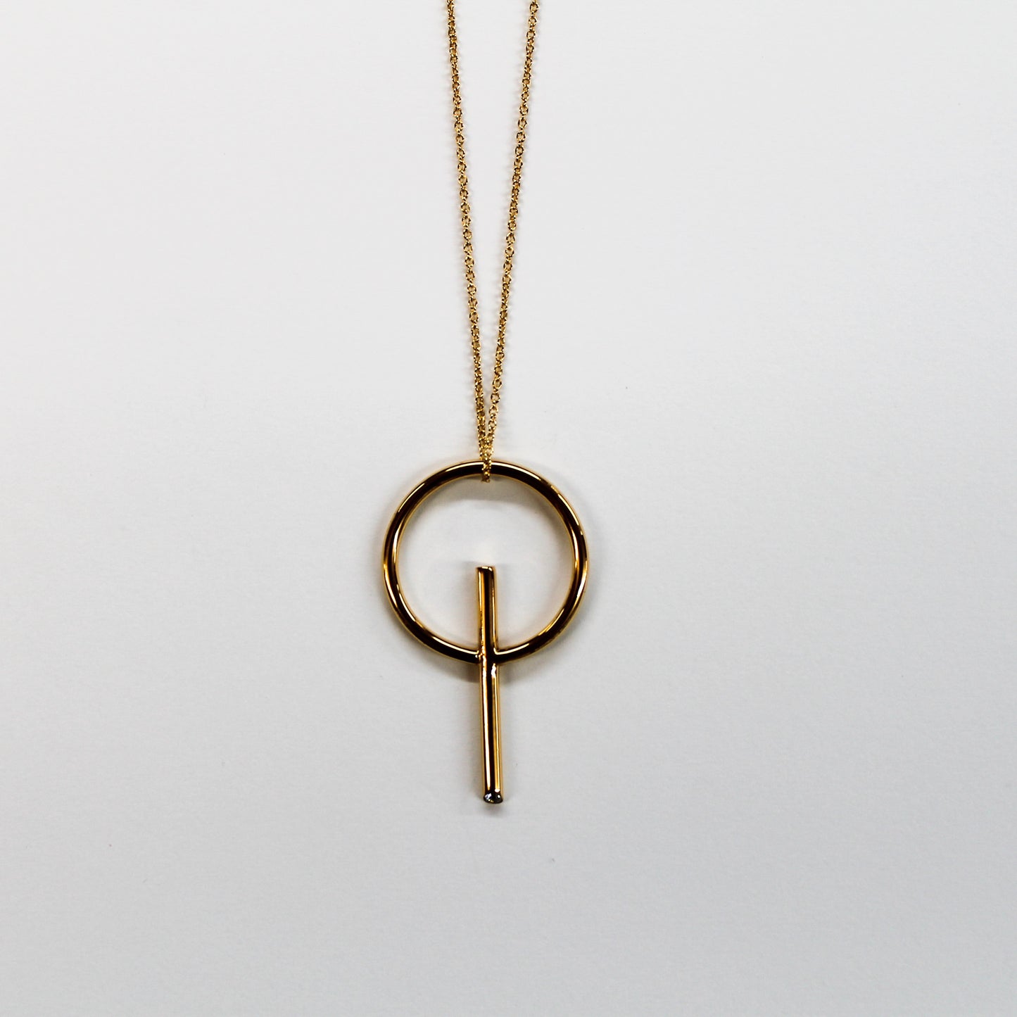 Art Deco Lollipop Necklace with Crystal Tips, Gold Plate- Sample
