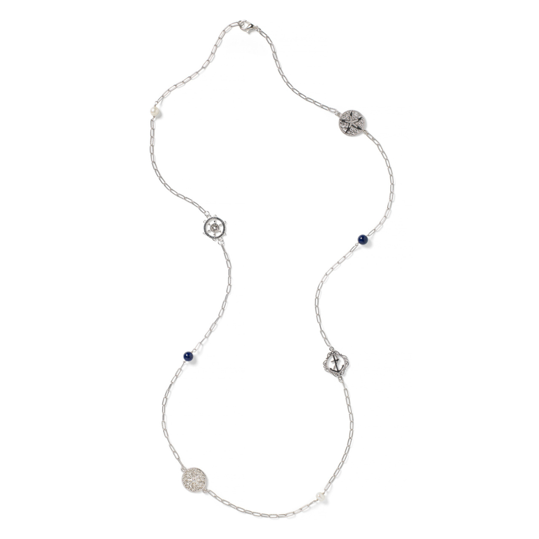 Southern Gates® Harbor Station Necklace with Lapis and Pearls