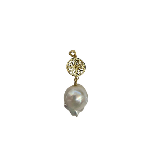 Beyond Southern Gates® Designer White Baroque Pearl Pendant , Gold Plate