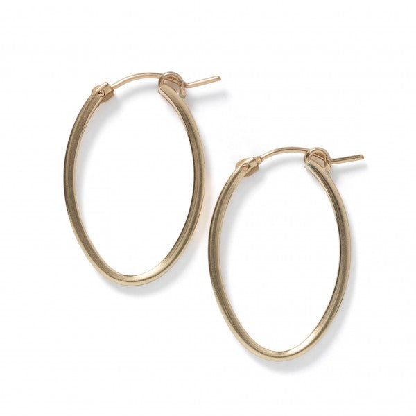 Gold Filled Squared Oval Hoop Earring 28mm
