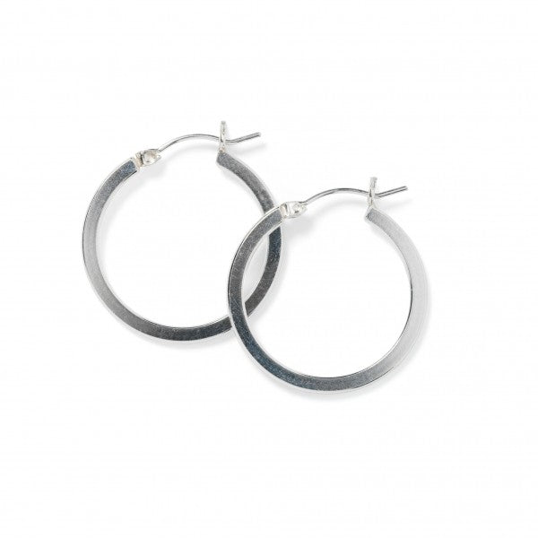 Sterling Silver Flat Hoop Earring 28mm