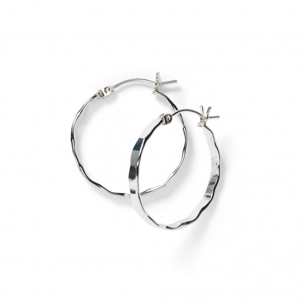 Sterling Silver Hammered Hoop Earring 25mm