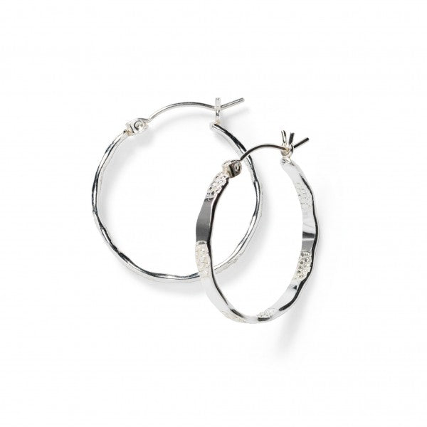 Sterling Silver Hammered Hoop Earring 25mm
