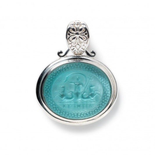 Blue Glass Neptune Pendant