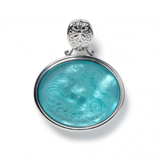 Blue Glass Aurora Chariot Pendant