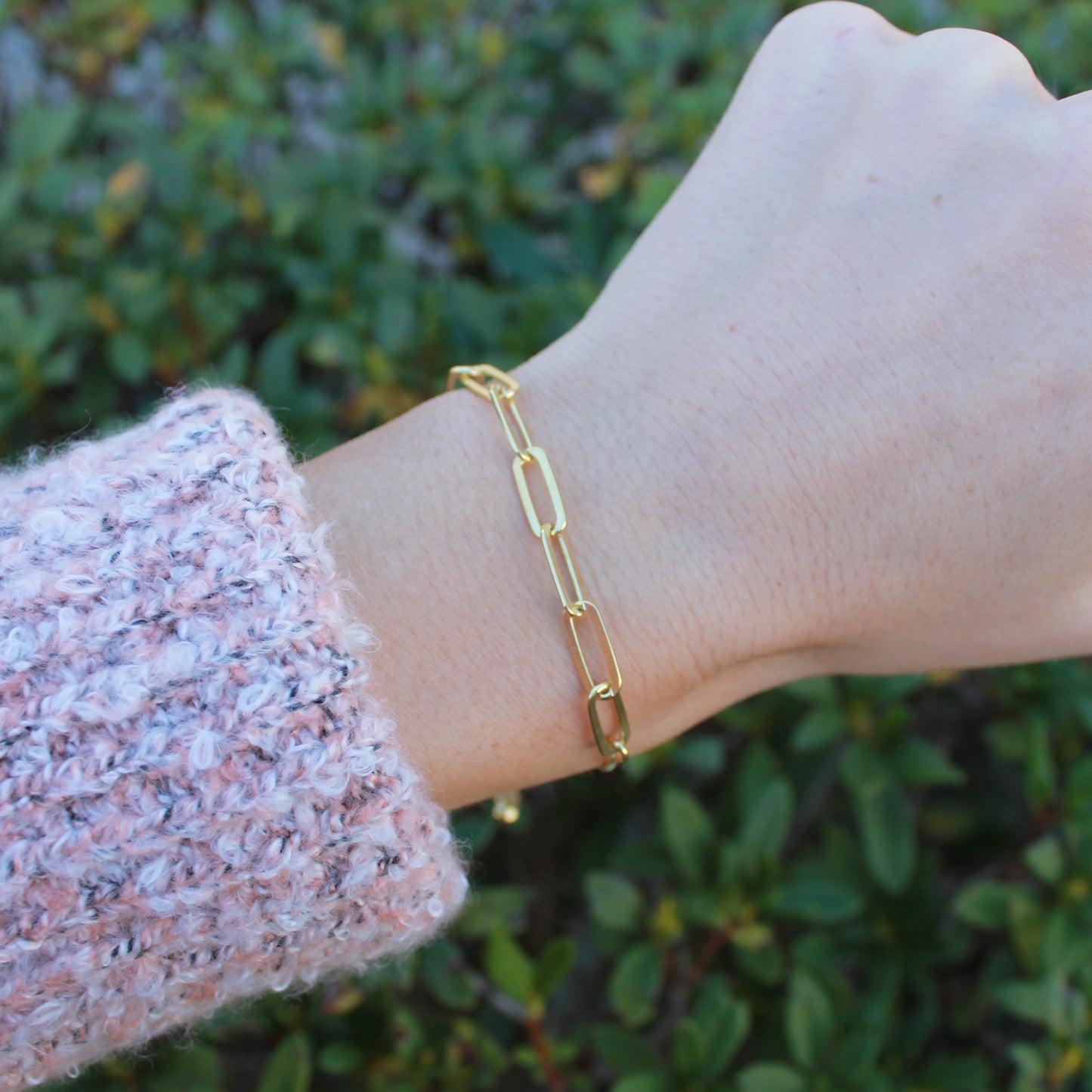 Contemporary Gold Plate Paperclip Bracelet with Smart Bead, Sample