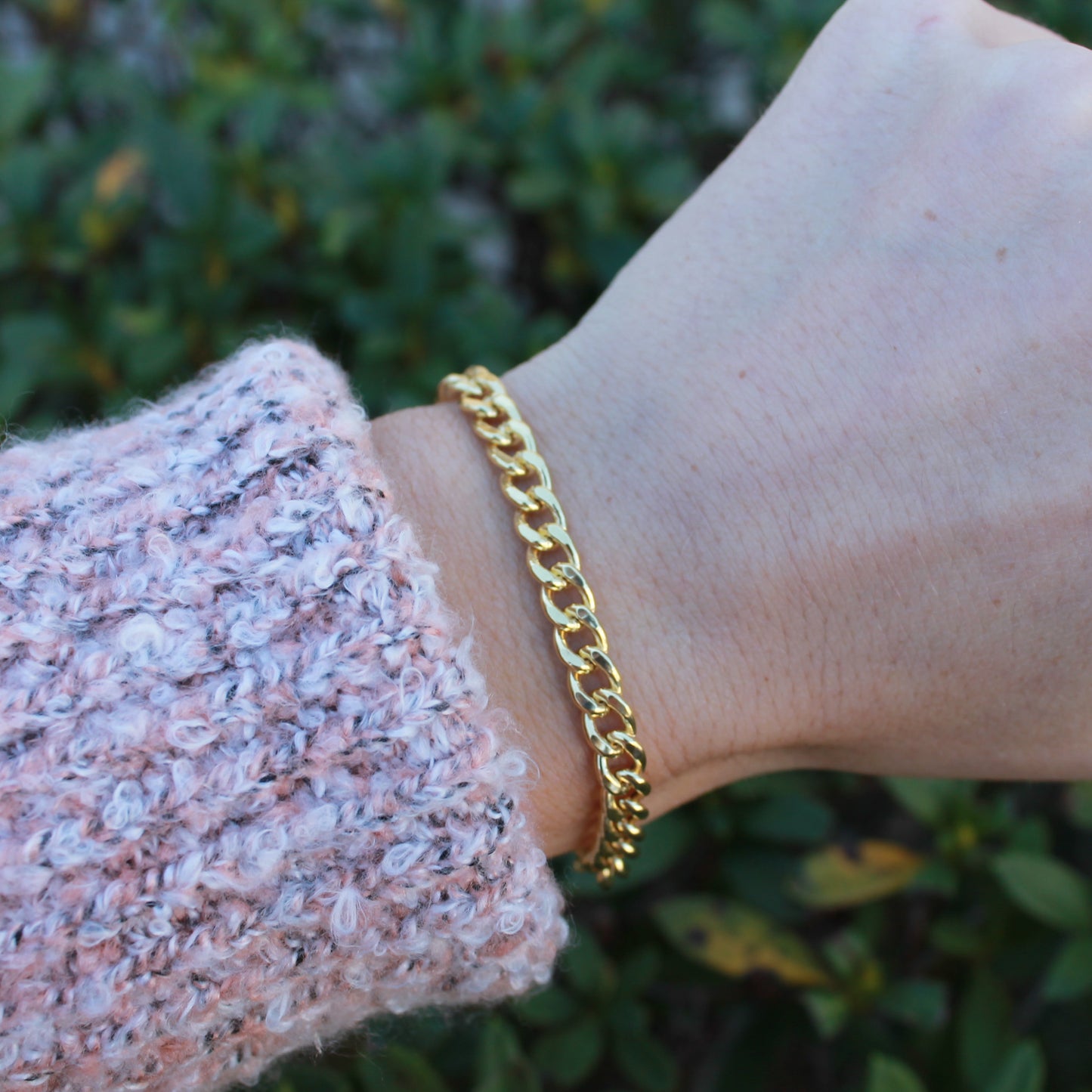 Contemporary Gold Plate Curb Bracelet with Smart Bead, Sample