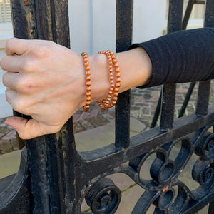 Hand Wrought Ribbed Copper Bead Bracelets - Stack of 3