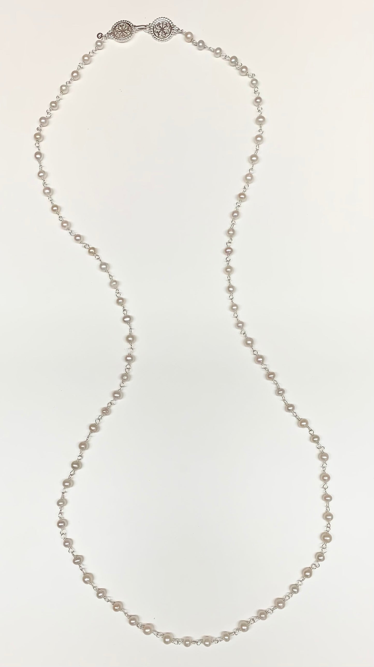 Beyond Southern Gates Silver Handwrought White Pearl Necklace