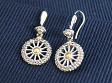 Load image into Gallery viewer, Beyond Southern Gates® Silver Pebbles Sterling Silver Dangle Earrings with 14K Gold Center
