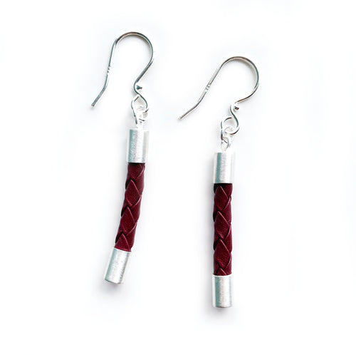 Beyond Southern Gates® Sterling Silver with Matte Finish Lux Bar Earrings in Burgundy