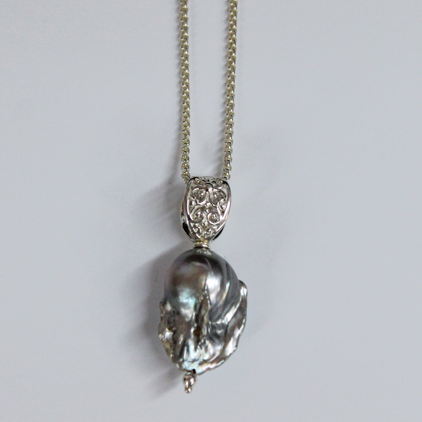 Beyond Southern Gates Grey Baroque Pearl Necklace