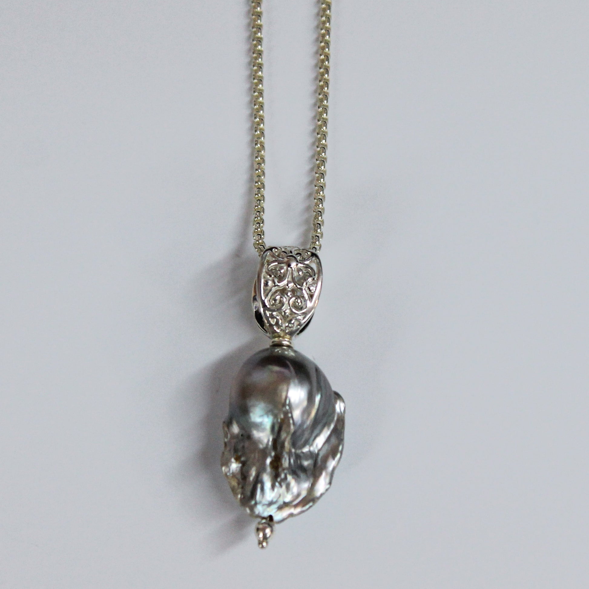 Beyond Southern Gates Grey Baroque Pearl Necklace
