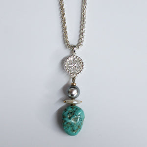 Beyond Southern Gates Turquoise Nugget Necklace with Pearls