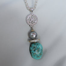 Load image into Gallery viewer, Fabulous Finds Turquoise Nugget Necklace with Pearls
