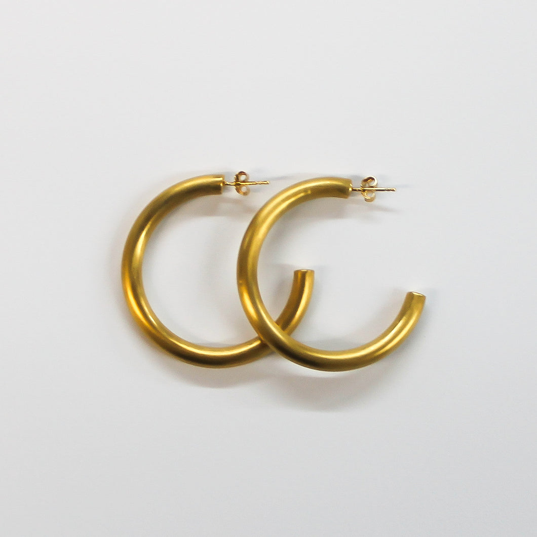 Beyond Southern Gates Contemporary 5MM Matte hoops, Gold Plated