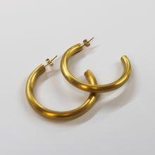 Load image into Gallery viewer, Contemporary 5MM Matte Hoops, Sterling Silver with Gold Plating - Sample
