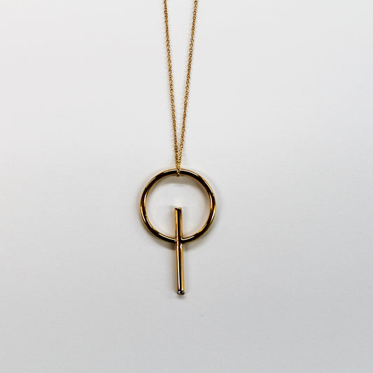 Art Deco Lollipop Necklace with Crystal Tips, Gold Plate- Sample