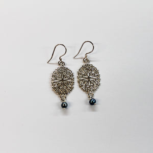 Beyond Southern Gates Handwrought Filigree Earrings with Pearl