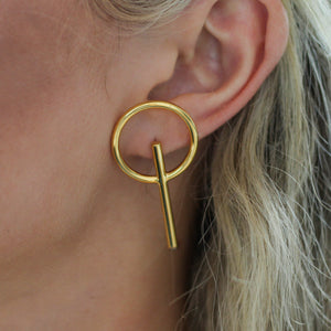 Art Deco Lollipop Earrings with Crystal Tips, Gold Plate- Sample
