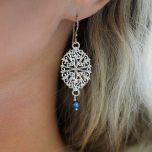 Handwrought Filigree Earrings with Pearl - Retired
