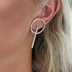 Art Deco Lollipop Earrings with Crystal Tips, Sterling Silver - Sample