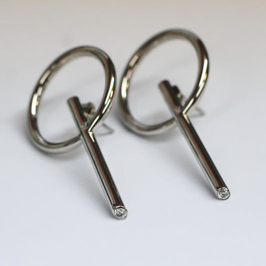 Beyond Southern Gates Art Deco Lollipop Earrings with Crystal Tips, Sterling Silver