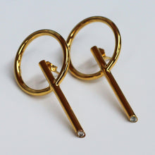 Load image into Gallery viewer, Beyond Southern Gates Art Deco Lollipop Earrings with Crystal Tips, Gold Plate

