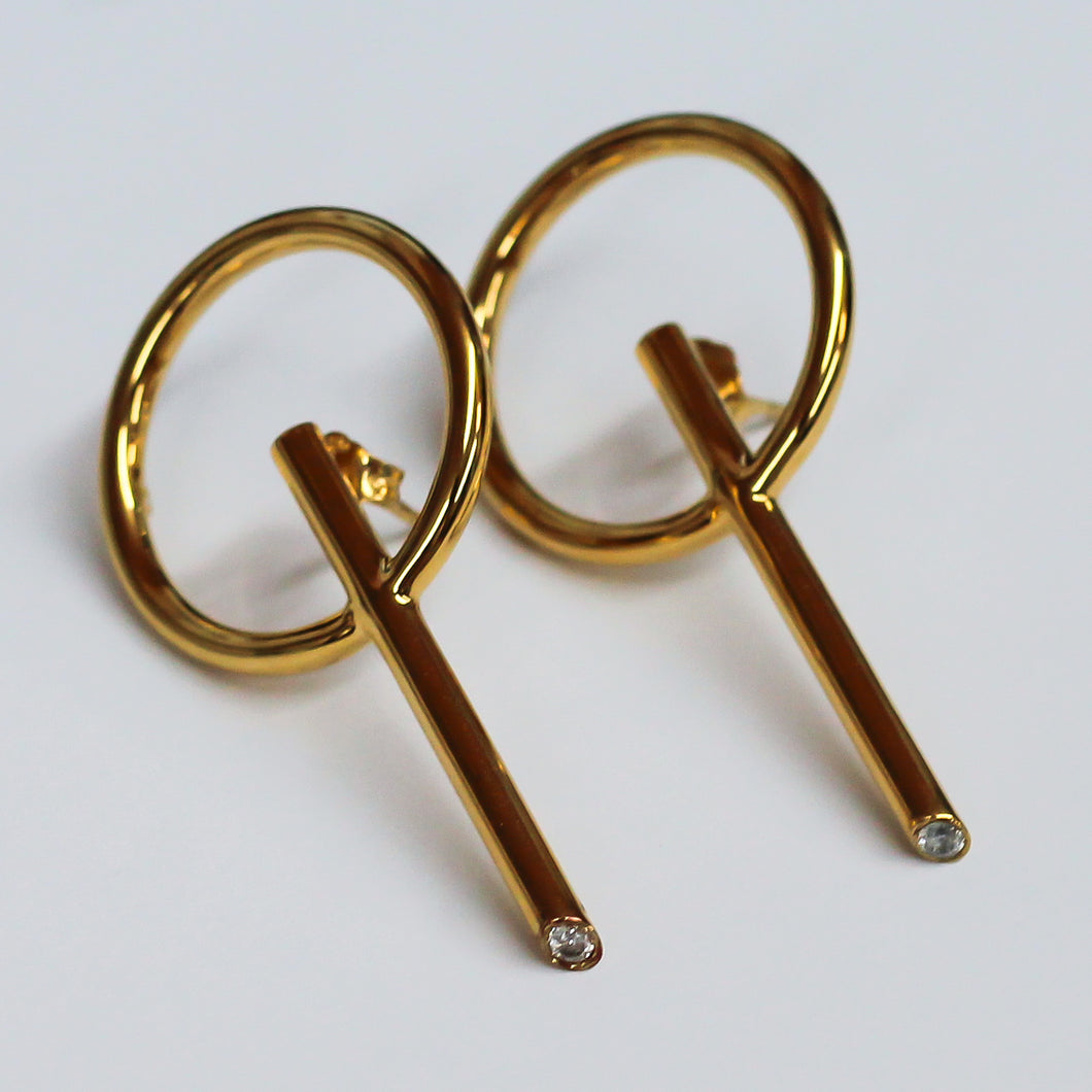 Beyond Southern Gates Art Deco Lollipop Earrings with Crystal Tips, Gold Plate