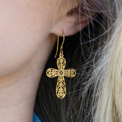 Southern Gates® Scroll Cross Earrings