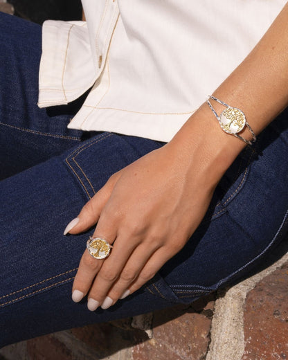 Southern Gates® Mother of Pearl Gold Oak Tree Cuff