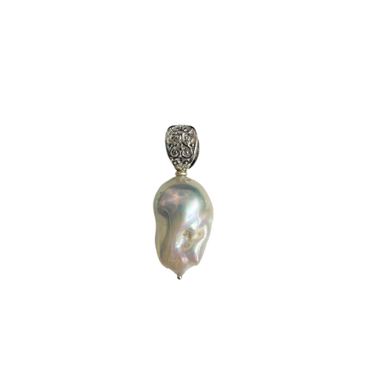 Beyond Southern Gates® Designer Large White Baroque Pearl Pendant, SS