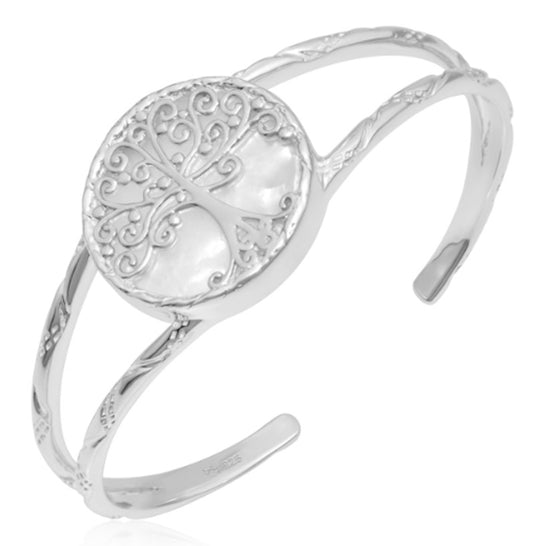 Southern Gates® Mother of Pearl Silver Oak Tree Cuff