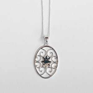 Courtyard Flower Burst Oval Filigree Necklace - Sample