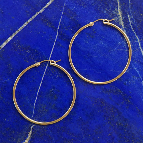 Beyond Southern Gates Round Hoop Earrings with Square Tubing, Gold Filled, Large