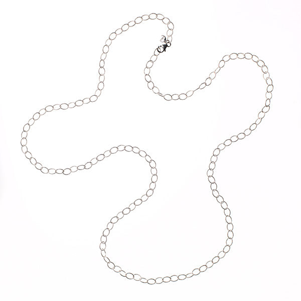 Handwrought Sterling Silver Textured Oval Link Necklace - Retired