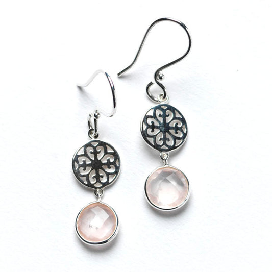 Southern Gates® Rose Quartz Heart Scroll Earrings