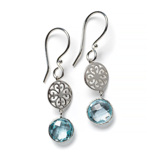 Southern Gates® Blue Topez Heart Scroll Earrings