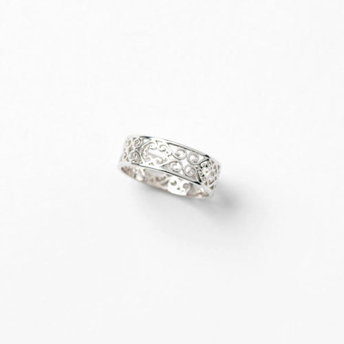 Beyond Southern Gates Balcony Band Ring, Rhodium Plated