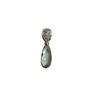 Beyond Southern Gates Designer Green Amethyst Pendant with Flower Bale-SS