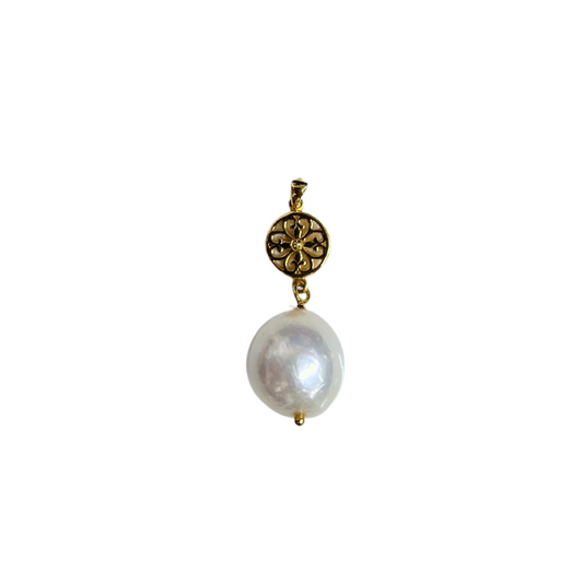 Beyond Southern Gates Designer White Freshwater Round Pearl Pendant-GP
