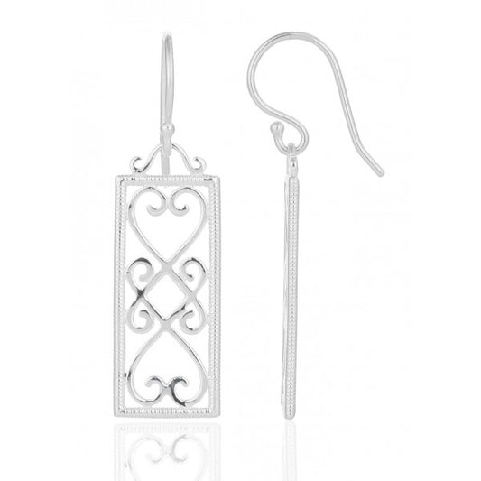 Southern Gates® Rectangle Heart Scroll Earrings
