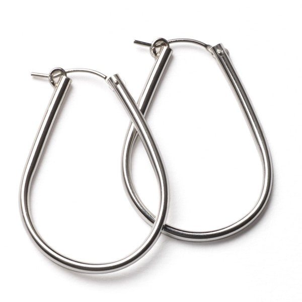 Sterling Silver Teardrop Hoop Earring 37mm
