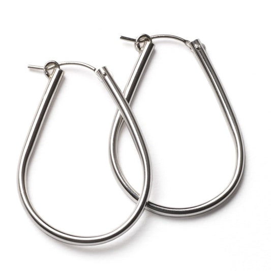 Sterling Silver Teardrop Hoop Earring 37mm