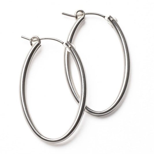 Sterling Silver Oval Hoop Earring 32mm