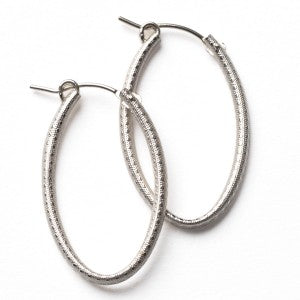 Sterling Silver Oval Hoop Earring 32mm