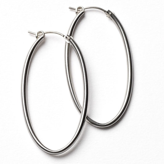 Sterling Silver Oval Hoop Earring 45mm