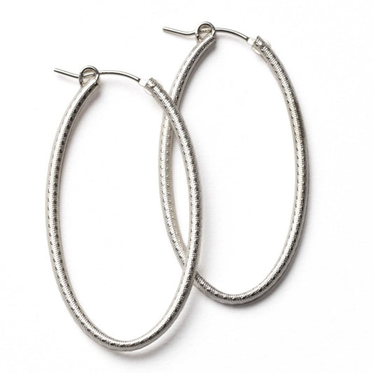 Sterling Silver Oval Hoop Earring 45mm