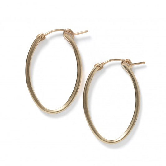 Gold Filled Squared Oval Hoop Earring 28mm