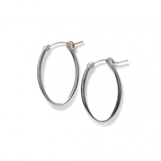 Sterling Silver Squared Oval Hoop Earring 28mm